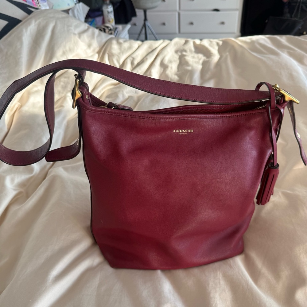 Coach Red Leather Tote Bag